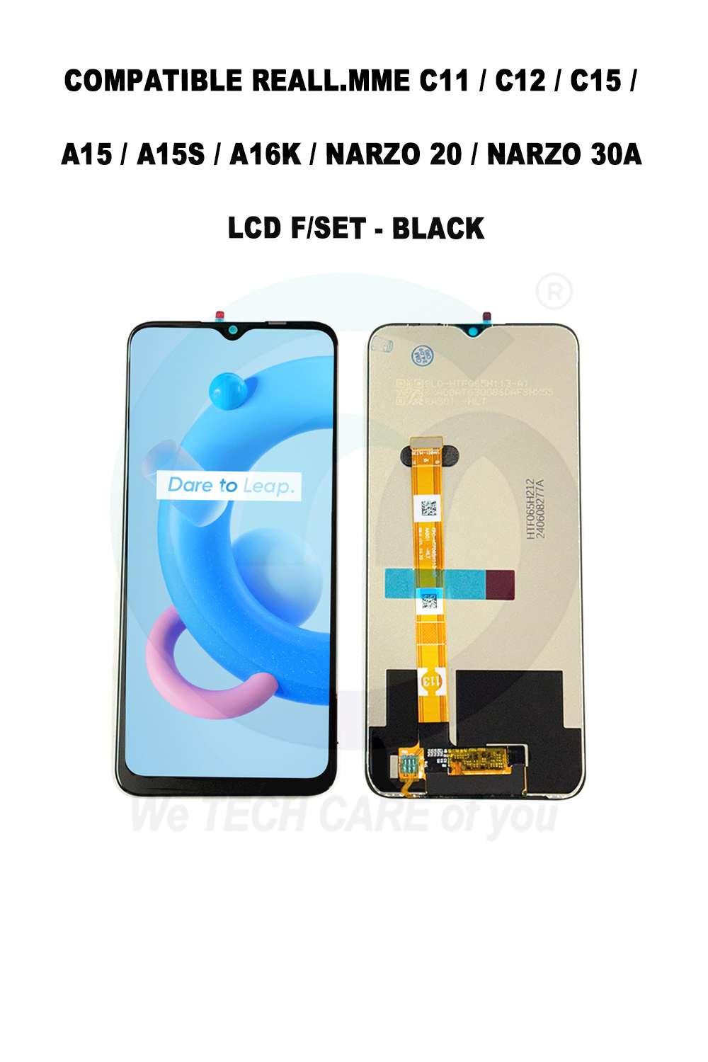 COMPATIBLE GREALM C11 / C12 / C15 / A15 / A15S / A16 / A16K / NARZO 20 / NARZO 30A LCD F/SET - BLACK