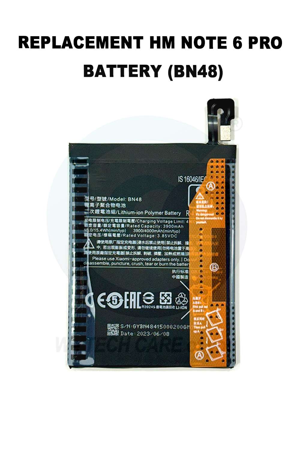 COMPATIBLE GHMM NOTE 6 PRO BATTERY (BN48)