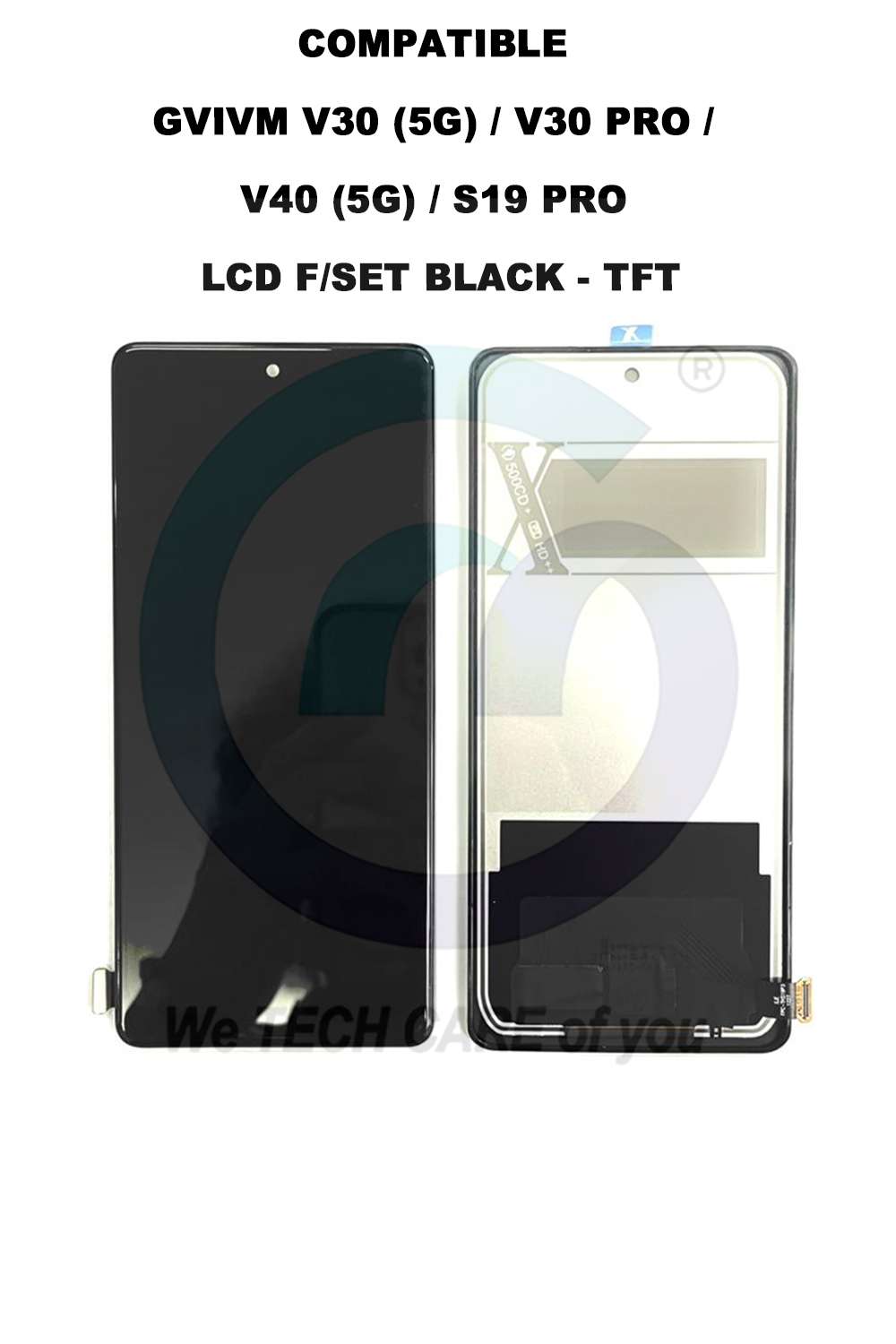 COMPATIBLE GVIVM V30 (5G) / V30 PRO / V40 (5G) / S19 PRO LCD F/SET BLACK - TFT