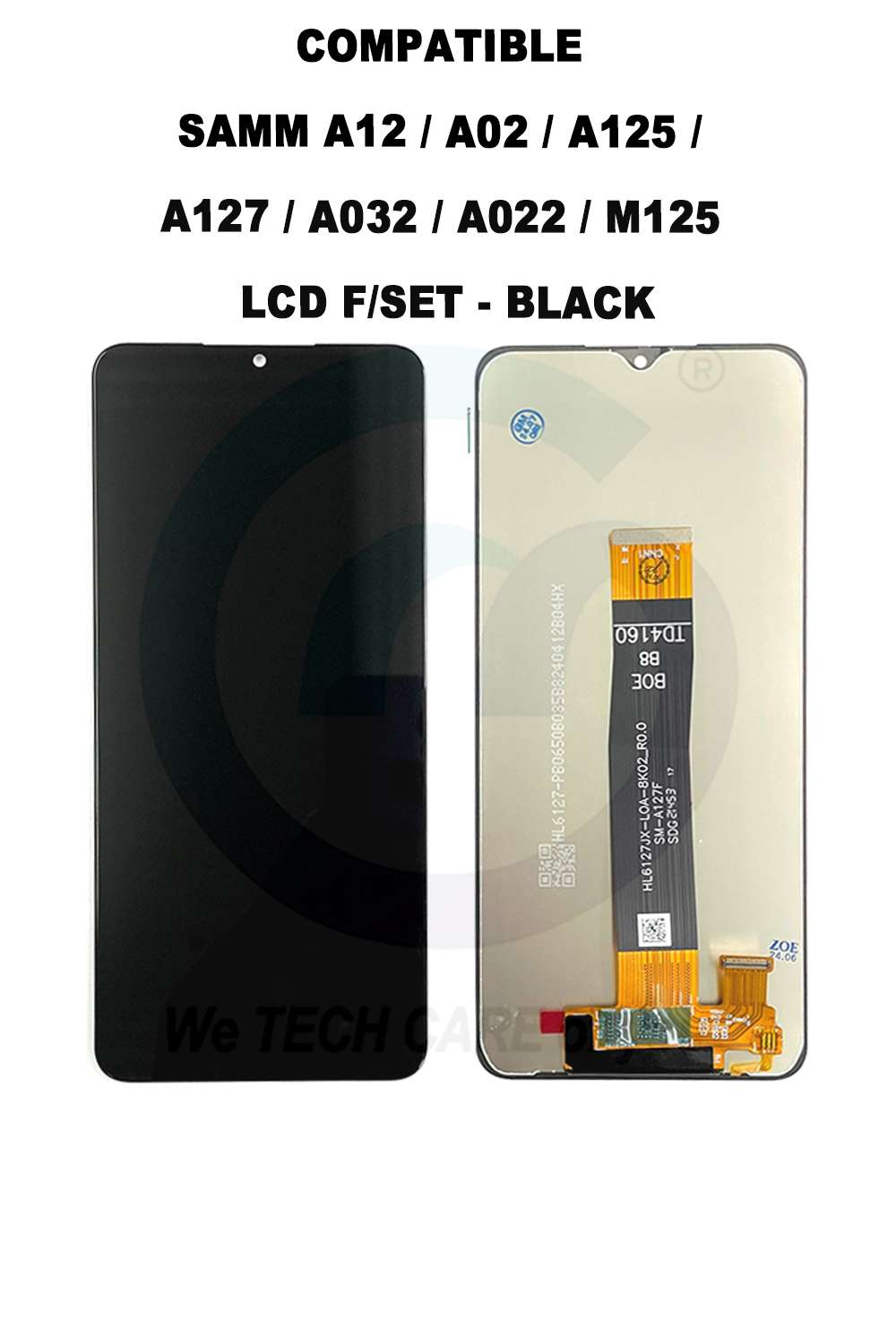 COMPATIBLE GSAMM A12 / A02 / A125 / A127 / A032 / A022 / M125 LCD F/SET - BLACK