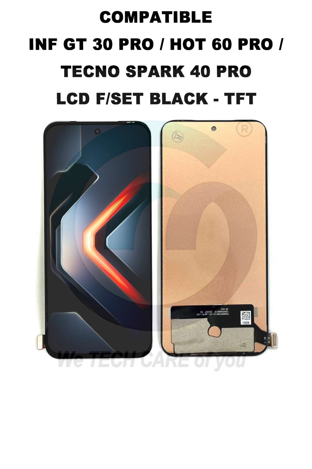 INF GT 30 PRO / HOT 60 PRO / TECNO SPARK 40 PRO LCD F/SET BLACK - TFT