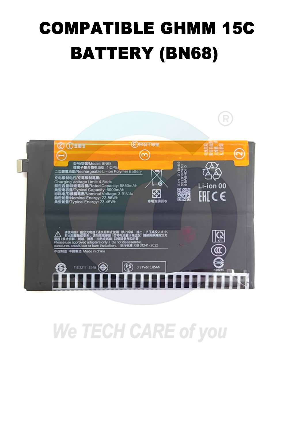 COMPATIBLE GHMM 15C BATTERY (BN68)