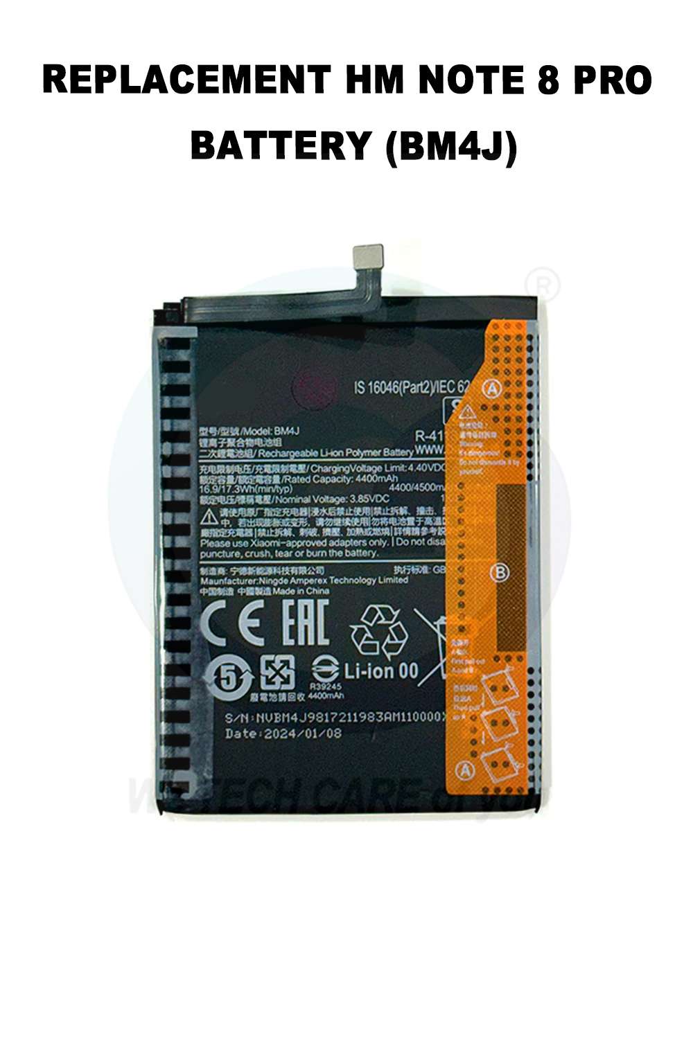 COMPATIBLE GHMM NOTE 8 PRO BATTERY (BM4J)