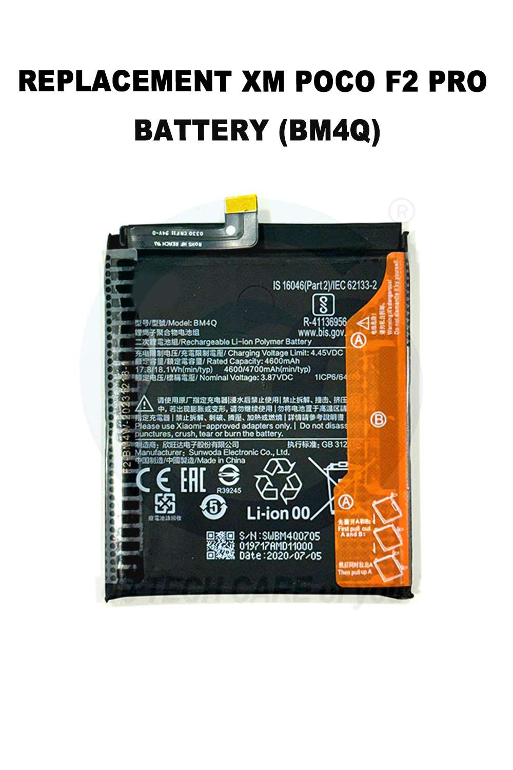 COMPATIBLE GXMM POCO F2 PRO BATTERY (BM4Q)