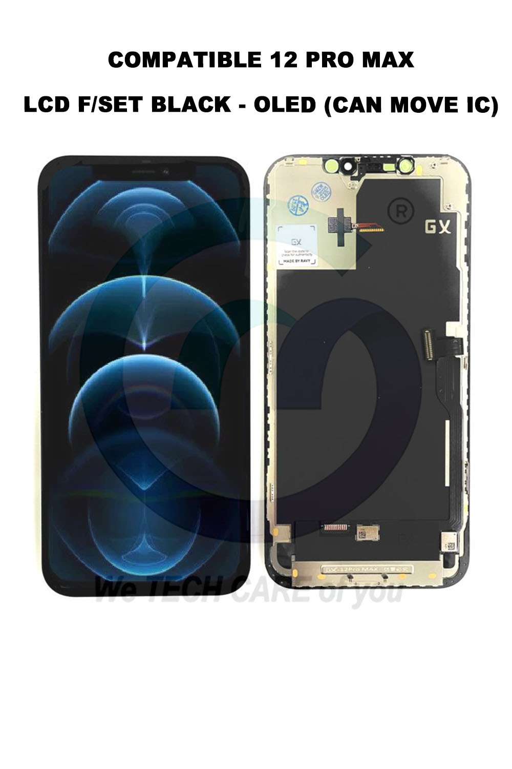 COMPATIBLE 12 PRO MAX LCD F/SET BLACK - OLED (CAN MOVE IC)