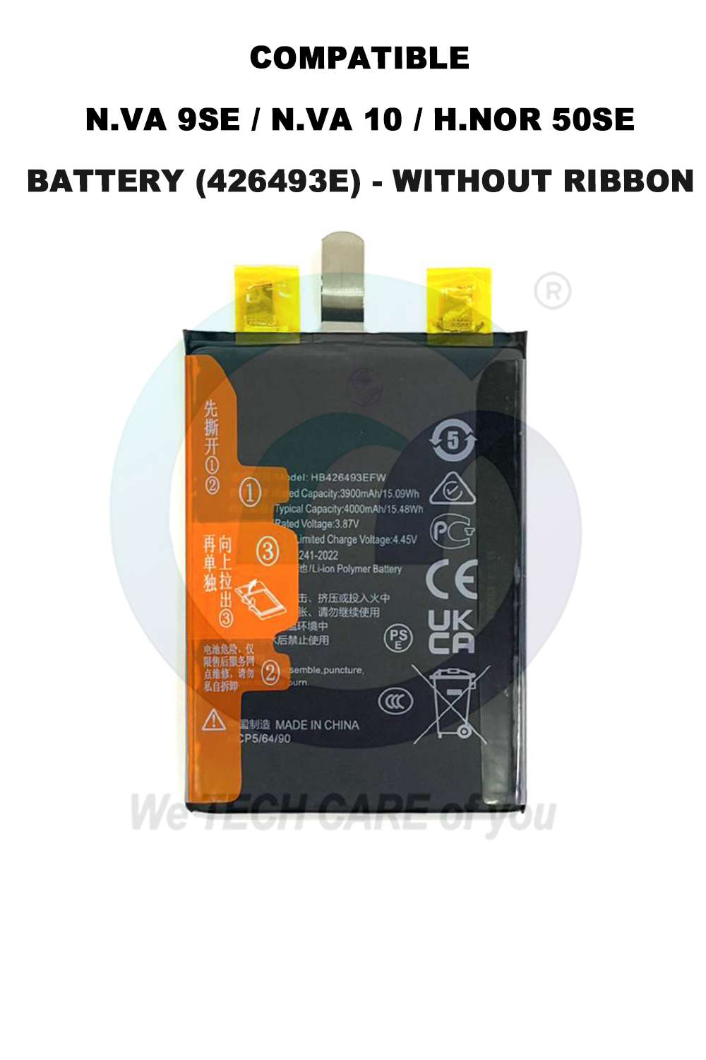 COMPATIBLE N.VA 9SE / N.VA 10 / H.NOR 50SE BATTERY (426493E) - WITHOUT RIBBON
