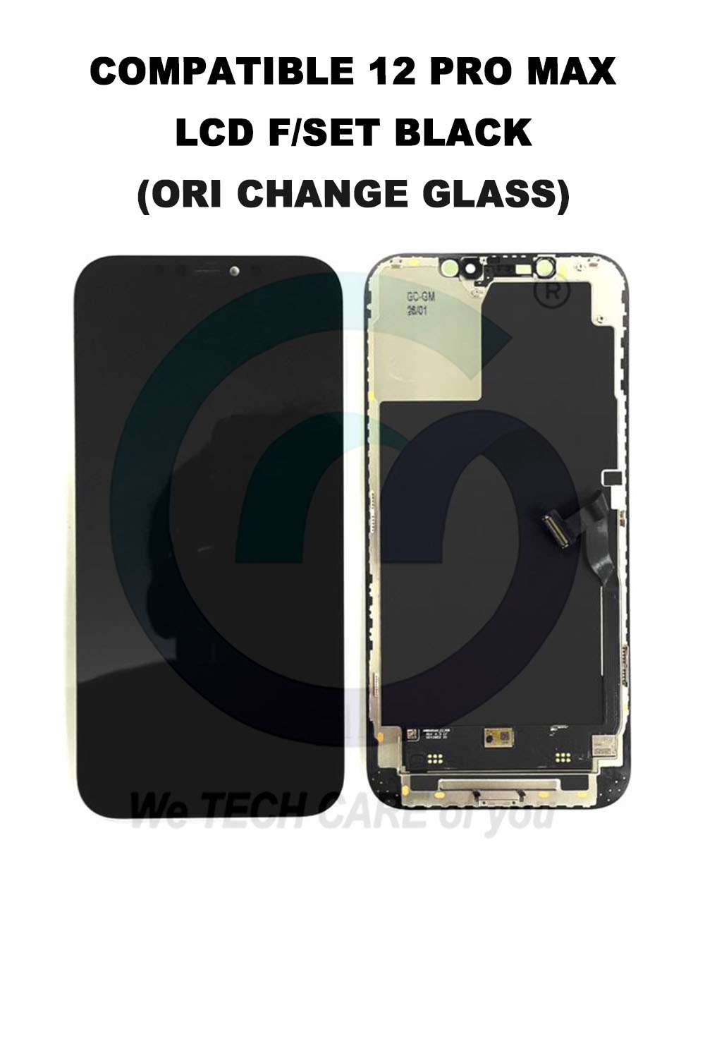 COMPATIBLE 12 PRO MAX LCD F/SET BLACK (ORI CHANGE GLASS)