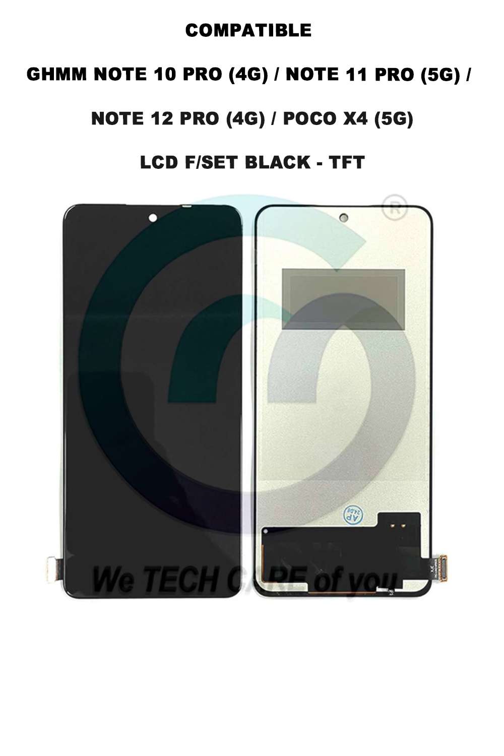 COMPATIBLE GHMM NOTE 10 PRO (4G) / NOTE 11 PRO (5G) / NOTE 12 PRO (4G) LCD F/SET BLACK - TFT