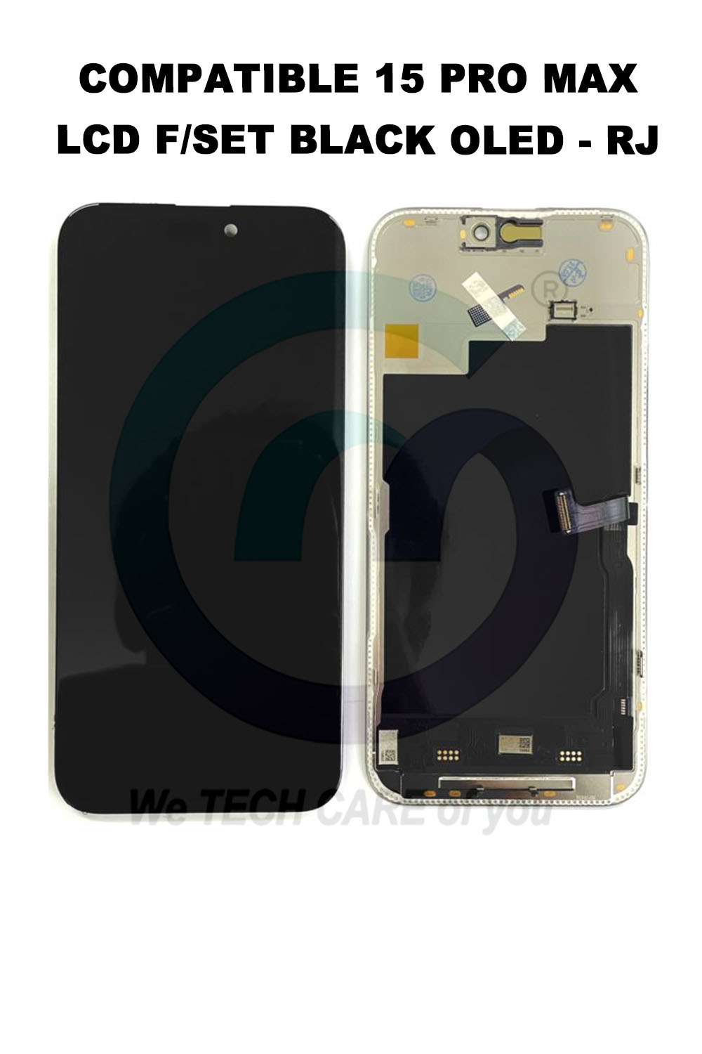 COMPATIBLE 15 PRO MAX LCD F/SET BLACK OLED - RJ
